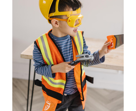 7pc Kinder Bauarbeiter Kostüm Rollenspiel Kit Set Engineering
