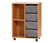 Flexeo® Regal 2 Reihen 4 große Boxen 2 Fächer links 1