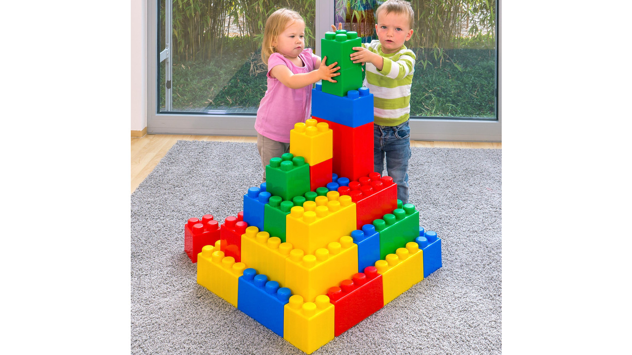 55 Stück Play-Blocks Ideen Set große Spielbausteine Bausteine Großbausteine 