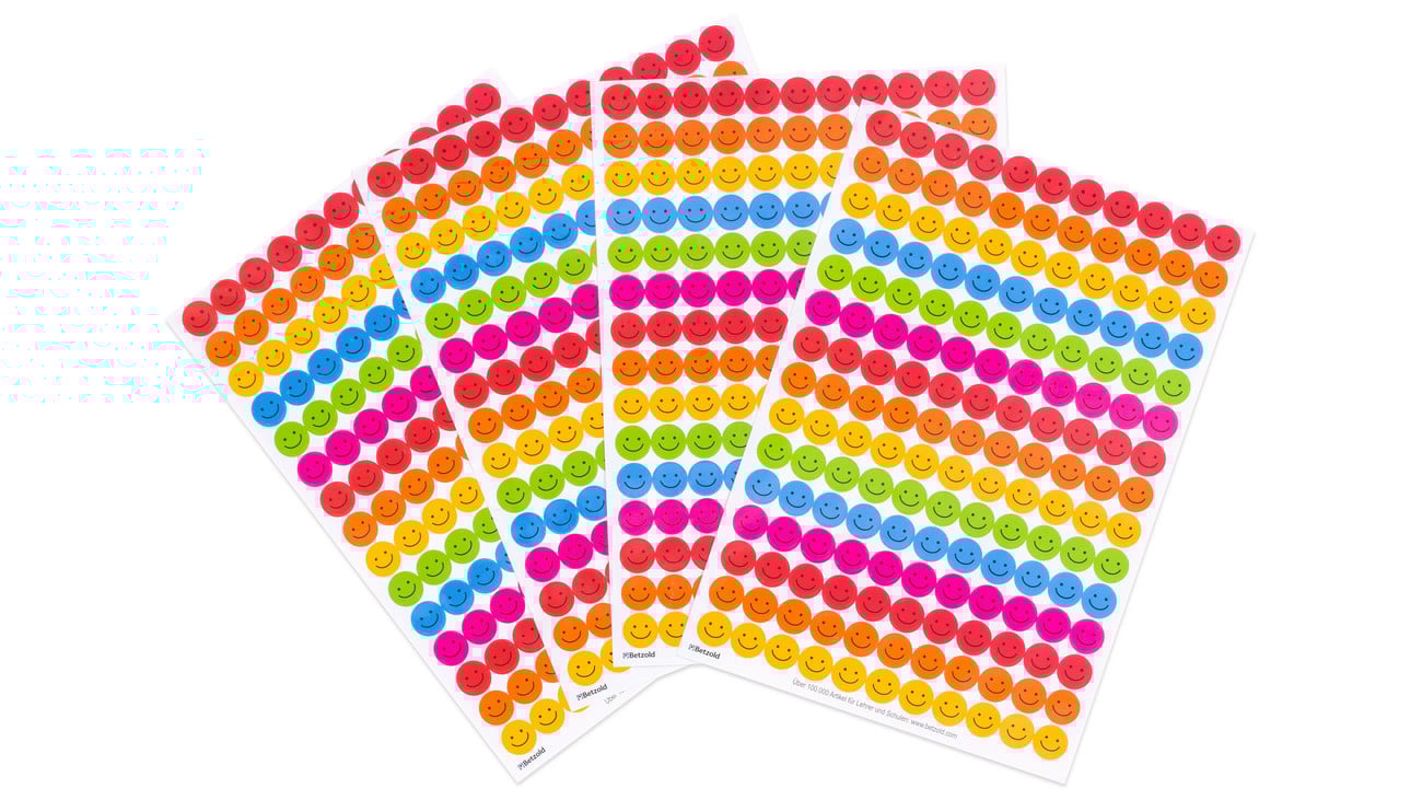 Betzold Belohnungssticker, Design: bunte Gesichter, Setgröße: 8 Bogen