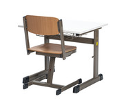 Einer Schülertisch L Fuß höhenverstellbar mit Drahtkorbablage 7