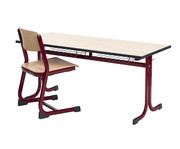 Zweier Schülertisch C Fuß mit Drahtkorbablagen 6