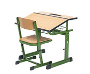 Ecoflex Einer Schülertisch höhenverstellbar mit Drahtkorbablage 3
