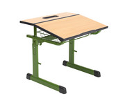 Ecoflex Einer Schülertisch höhenverstellbar mit Drahtkorbablage 1