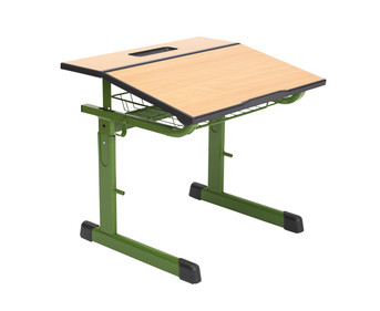 Ecoflex Einer Schülertisch höhenverstellbar mit Drahtkorbablage