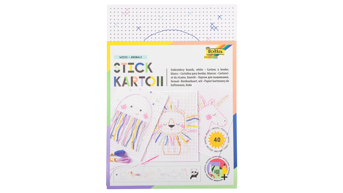 folia Ausnäh- oder Stickkarton, 40 Blätter, Farbe: weiß