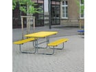 Sitzgruppe Tischplatte + Sitzbänke aus Drahtgitter