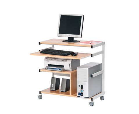 Mobiler PC Arbeitsplatz | Stahl & Holz | 4 Ebenen | BETZOLD