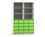 Flexeo® Regal 4 Reihen 16 große Boxen 6 Fächer oben 7