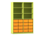 Flexeo® Regal 4 Reihen 16 große Boxen 6 Fächer oben 5