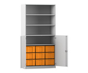 Flexeo® Schrank 9 große Boxen 4 Fächer 2 Halbtüren 3