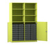 Flexeo® Schrank 32 kleine Boxen 6 Fächer Mittelwand 2 Halbtüren 3