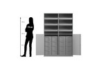 Flexeo® Schrank 6 Schrägablagen 16 große Boxen 2 Halbtüren