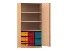 Flexeo® Schrank, 18 kleine Boxen, 3 Fächer, 2 Türen
