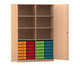 Flexeo® Schrank 24 kleine Boxen 6 Fächer Mittelwand 2 Türen 1