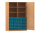 Flexeo® Schrank 32 kleine Boxen 6 Fächer Mittelwand 2 Türen 4