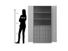 Flexeo® Schrank 12 große Boxen 3 Fächer 2 Türen