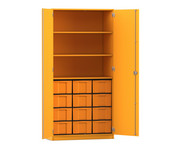 Flexeo® Schrank 12 große Boxen 3 Fächer 2 Türen 6
