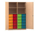 Flexeo® Schrank 20 große Boxen 4 Fächer Mittelwand 2 Türen 1