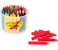 60 Wachsmalstifte mit Spitzer im Behälter