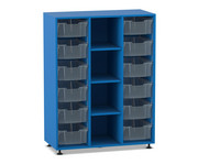 Flexeo® Regal PRO 3 Reihen 12 Boxen Gr M 4 schmale Fächer mittig 7