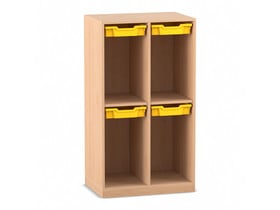 Flexeo® Schulranzenregal PRO, 2 Reihen, 4 Boxen Gr. S, für 4 Schulranzen