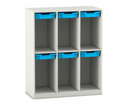 Flexeo® Schulranzenregal PRO 3 Reihen 6 Boxen Gr S für 6 Schulranzen 6