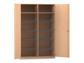 Flexeo® Sportschrank, 8 Gitterkörbe, 2 Fächer oben