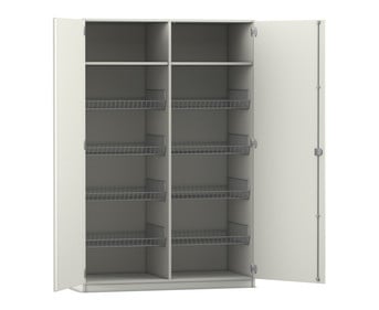 Flexeo® Sportschrank 8 Gitterkörbe 2 Fächer oben