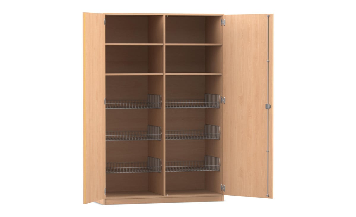 Flexeo® Sportschrank, 6 Gitterkörbe, 4 Fächer oben