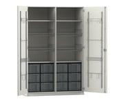 Flexeo® Sportschrank Gerätehaken 4 Gitterkörbe 12 große Boxen 1