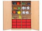 Flexeo® Sportschrank 4 Gitterkörbe 12 große Boxen