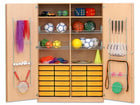 Flexeo® Sportschrank Gerätehaken 4 Gitterkörbe 24 kleine Boxen