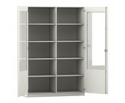 Flexeo® Schrank 10 Fächer 2 verglaste Türen Mittelwand Breite 126 4 cm 1