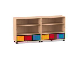 Flexeo® Klapp-Wagen, fahrbar, 4 Fachböden, 6 große Boxen