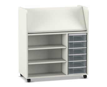 Flexeo® Bücherwagen fahrbar beidseitig 6 kleine Boxen