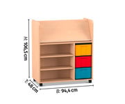 Flexeo® Bücherwagen fahrbar 3 große Boxen 3