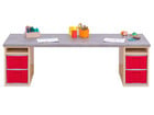 Flexeo® Materialtisch mit 2 Regalen B x T: 200 x 64 cm