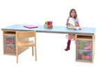 Flexeo® Materialtisch mit 2 Regalen B x T: 200 x 64 cm