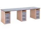 Flexeo® Materialtisch mit 3 Regalen B x T: 250 x 64 cm