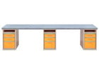 Flexeo® Materialtisch mit 3 Regalen B x T: 250 x 64 cm