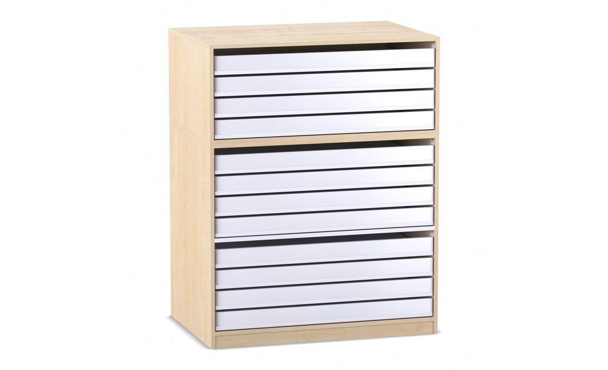 Flexeo® Papier- und Bilderschrank, 12 große Auszüge
