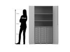 Flexeo® Garagenschrank 3 Fächer 3 Rollcontainer 24 kleine Boxen