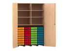 Flexeo® Garagenschrank 6 Fächer 4 Rollcontainer 32 kleine Boxen