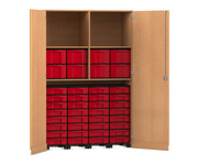 Flexeo® Garagenschrank 2 Fächer 4 Rollcontainer 32 kleine und 8 große Boxen 4