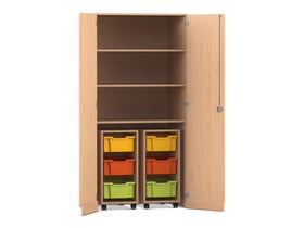 Flexeo® Garagenschrank PRO, 2 Rollcontainer, 6 Boxen Gr. M, 3 Fächer
