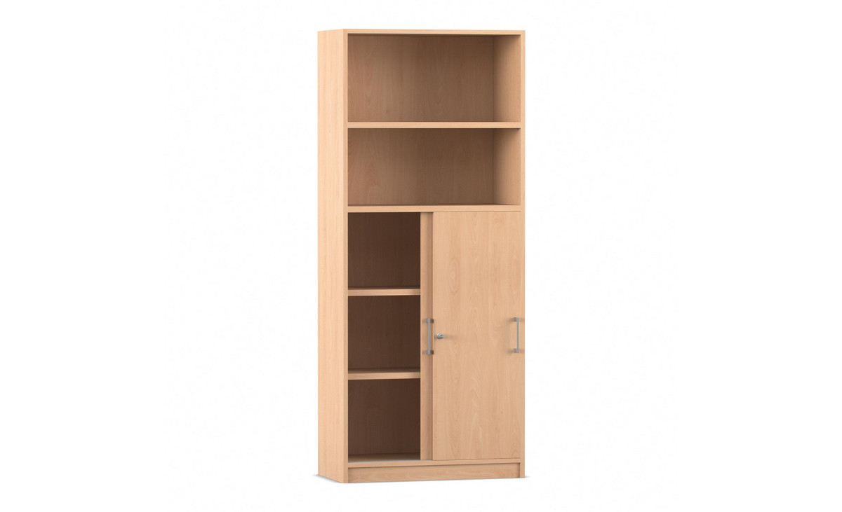 Flexeo® Schiebetürenschrank, 5 Fächer, = 5 Ordnerhöhen