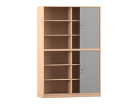 Flexeo® Rollladenschrank, 12 Fächer, Mittelwand, 2 Türen, Breite 126,4 cm