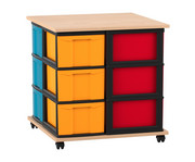 Flexeo® Fahrbares Containersystem mit Ablage 12 große Boxen 1