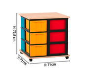 Flexeo® Fahrbares Containersystem mit Ablage 12 große Boxen 3